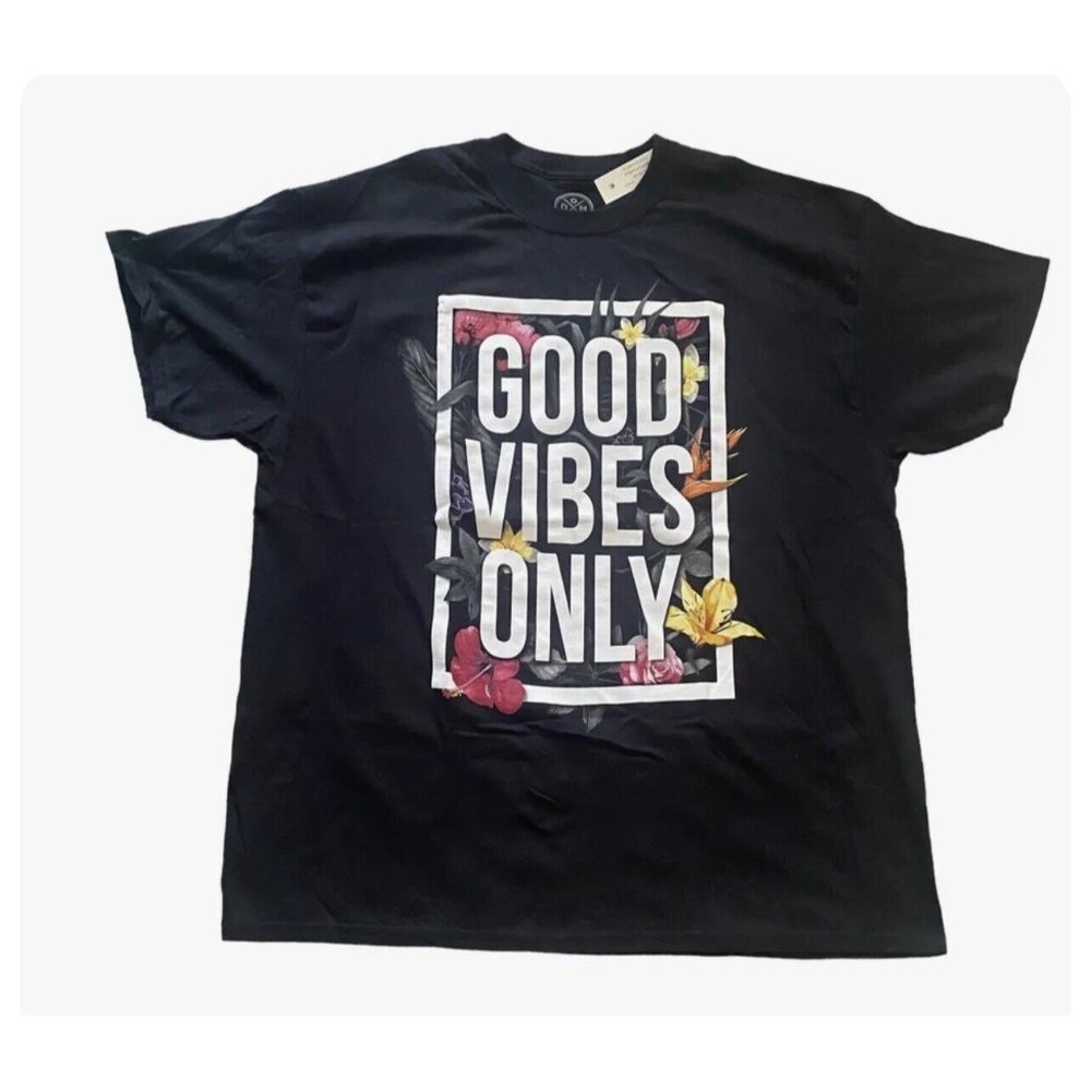ODM Good Vibes Only Graphic Print Short Sleeve T-Shirt Size L NEW W/TAGS
